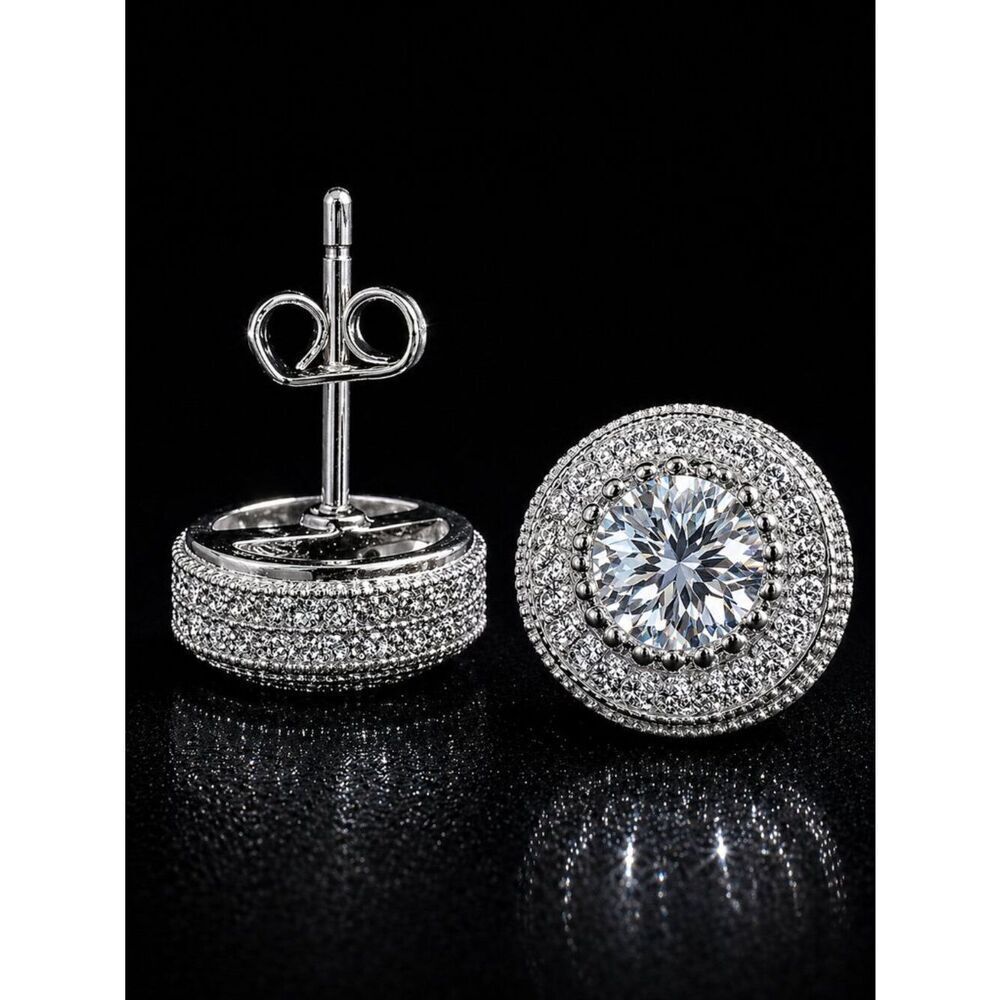 Silver Lab Diamond Stud Earrings